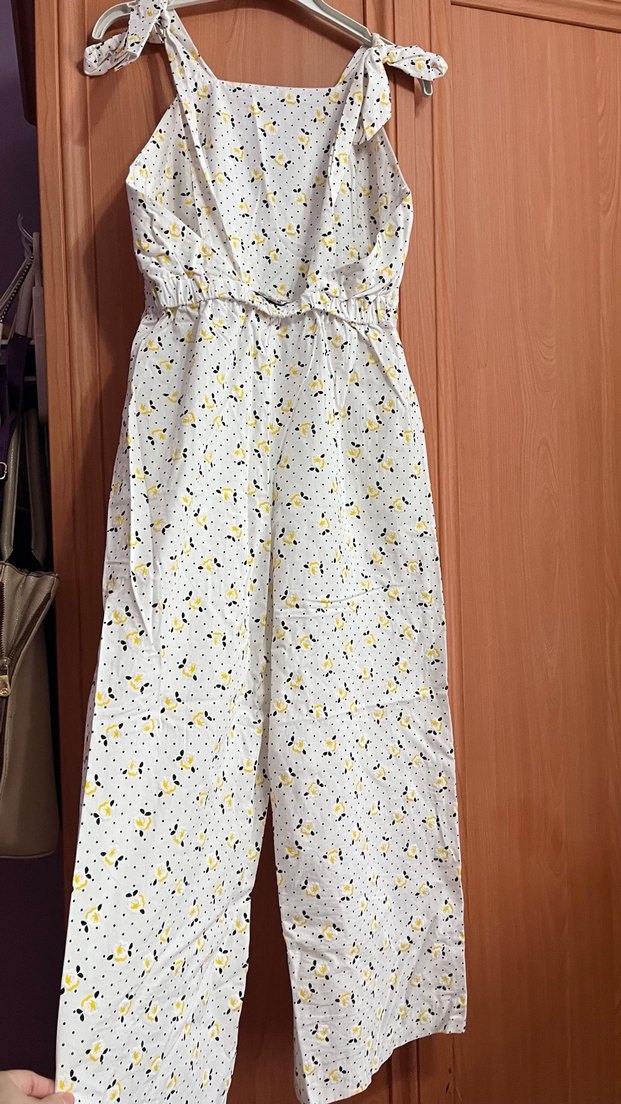 Zara Çiçek desenli Beyaz Uzun Tulum - Görsel 4