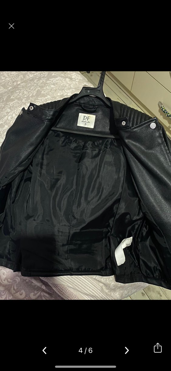 Kadın Siyah Deri Ceket - Görsel 4