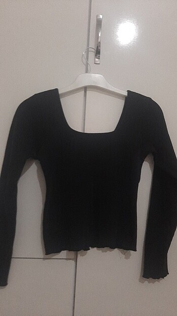Kare yaka uzun kollu fitilli crop