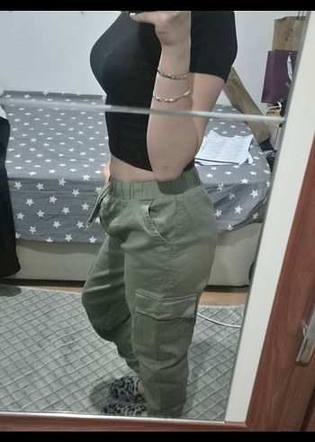 Haki Yeşil Jogger Kesim Kargo Pantolon - Görsel 2