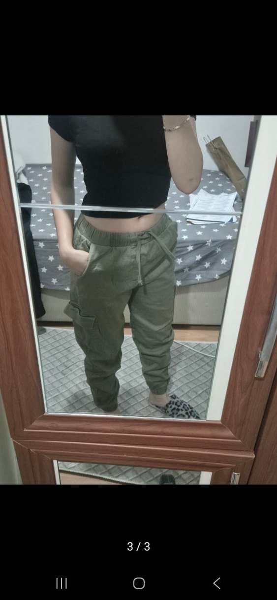 Haki Yeşil Jogger Kesim Kargo Pantolon - Görsel 3