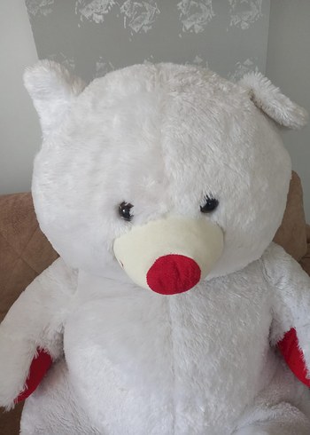 Beden Beyaz ve Kırmızı Peluş Ayıcık