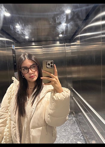 Kadın Beyaz Midi Şişme Mont