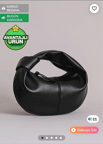 Siyah Deri Tokalı Kadın Çanta