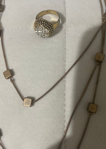 Accessorize Gri Yılan Desenli Uzun Bohem Zincir Kolye yüzük hediyeli