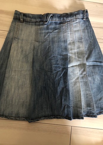 Diğer A Kesim Kemerli Denim Mini Etek