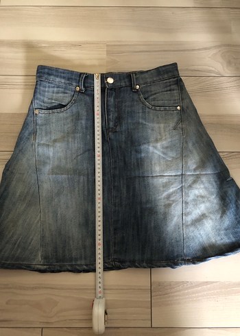 A Kesim Kemerli Denim Mini Etek