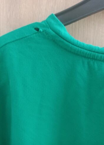 s Beden yeşil Renk Arka Baskılı T-shirt
