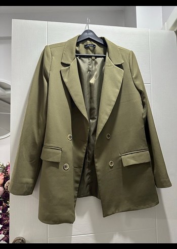 Kadın Haki Mini Düğmeli Blazer Ceket - Görsel 3