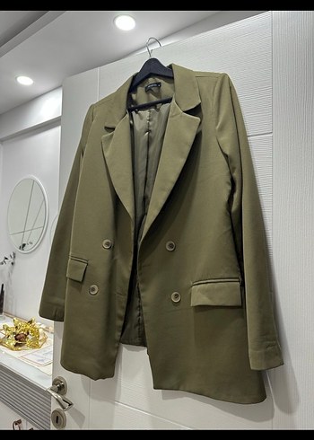 Kadın Haki Mini Düğmeli Blazer Ceket - Görsel 2