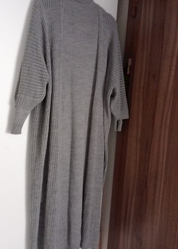 Gri Uzun Örgü İkili Hırka Elbise - Görsel 2