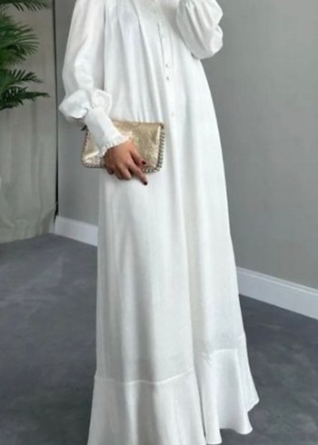 Düğmeli Uzun Elbise - Görsel 2