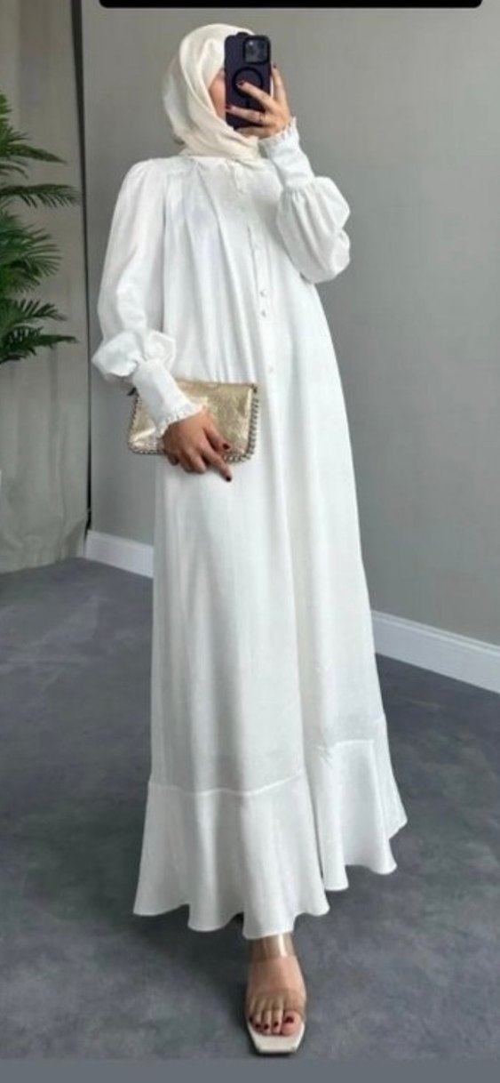 Düğmeli Uzun Elbise - Görsel 2