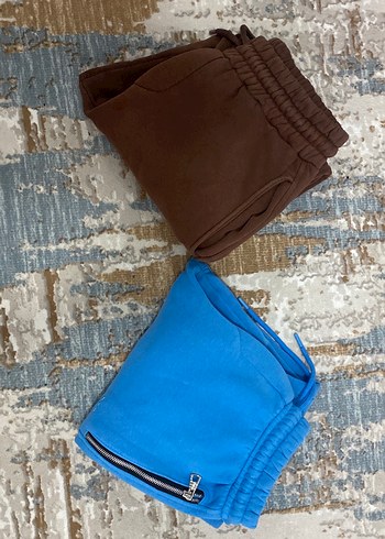 Kahverengi ve mavi paçası lastikli erkek eşofman Altı - Görsel 5