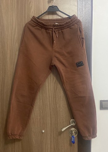 Kahverengi ve mavi paçası lastikli erkek eşofman Altı - Görsel 3