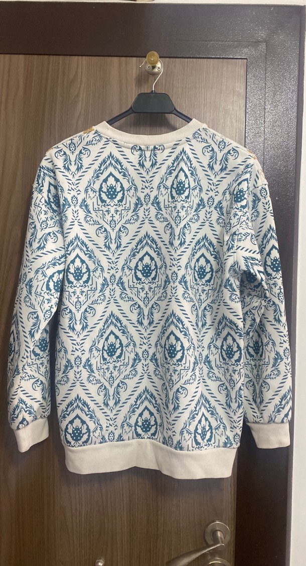 Beyaz Desenli erkek Sweatshirt - Görsel 2