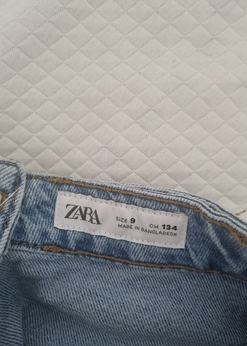 9 Yaş Beden Mavi Düğmeli Kız Denim Şort