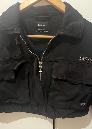 s Beden Bershka Siyah Denim Ceket Crop