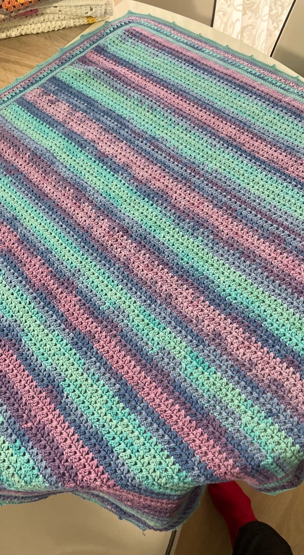 Çocuklar için Çok Renkli Örgü Battaniye - Görsel 3