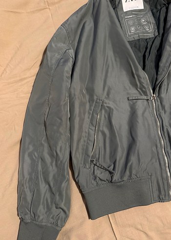 Yeşil-Gri Renk ZARA L BEDEN BOMBER CEKT - Görsel 3