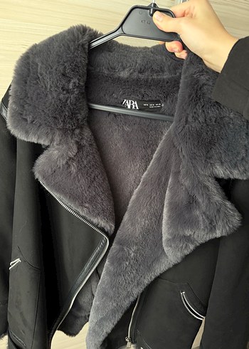 ZARA GRİ İÇİ KÜRKLÜ SÜET KABAN S BEDEN - Görsel 2