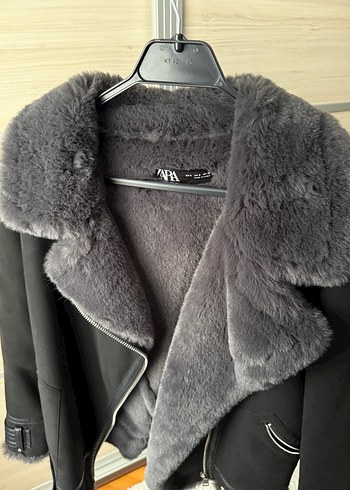 ZARA GRİ İÇİ KÜRKLÜ SÜET KABAN S BEDEN - Görsel 5