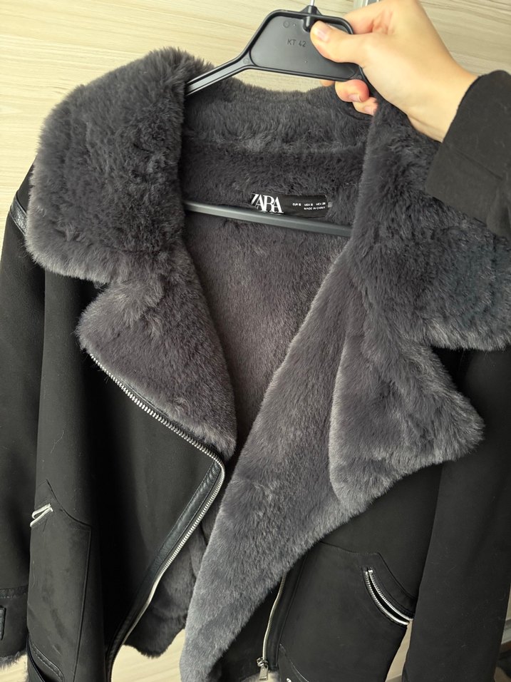 ZARA GRİ İÇİ KÜRKLÜ SÜET KABAN S BEDEN - Görsel 2