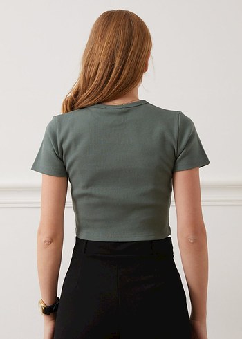 Fitilli Crop Body Füme - Görsel 3