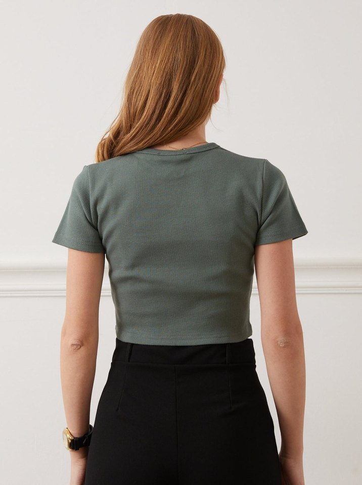 Fitilli Crop Body Füme - Görsel 3