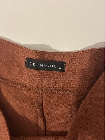 s Beden turuncu Renk Trendyolmilla Keten Şort
