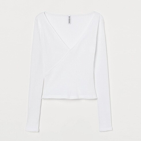 H&M beyaz V yaka basic bluz (S beden)