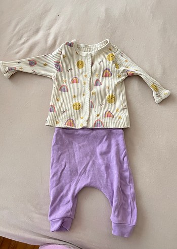 Mor ve pembe Kız bebek Takımı, Düğmeli, Uzun Kollu - Görsel 9