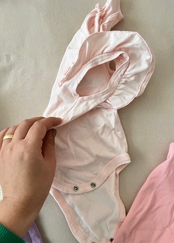 Mor ve pembe Kız bebek Takımı, Düğmeli, Uzun Kollu - Görsel 5