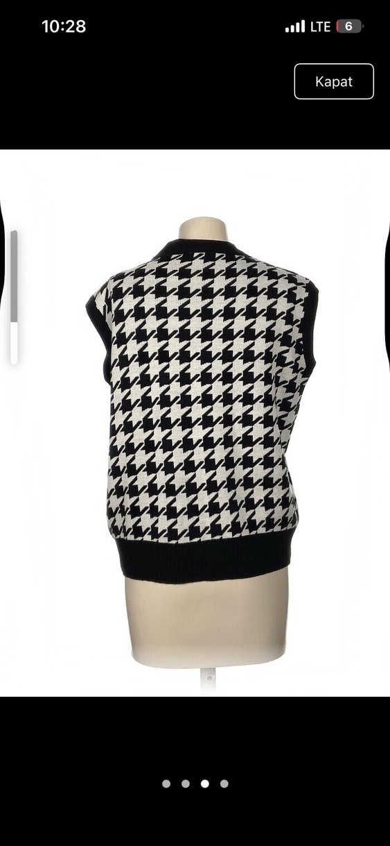 Düğmeli V Yaka Kadın Triko Süveter - Görsel 3