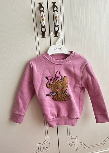 Kız Çocuk Pembe  şardonlu  kazak
 Uzun Kollu Sweatshirt - Görsel 3
