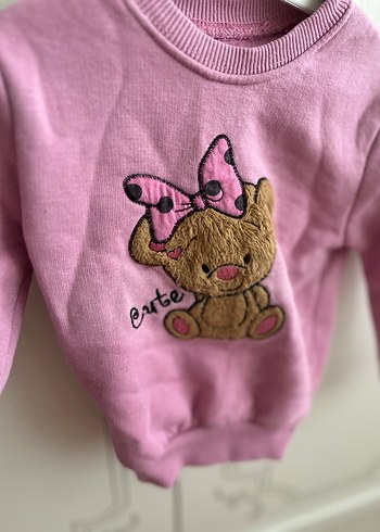 Kız Çocuk Pembe  şardonlu  kazak
 Uzun Kollu Sweatshirt - Görsel 2