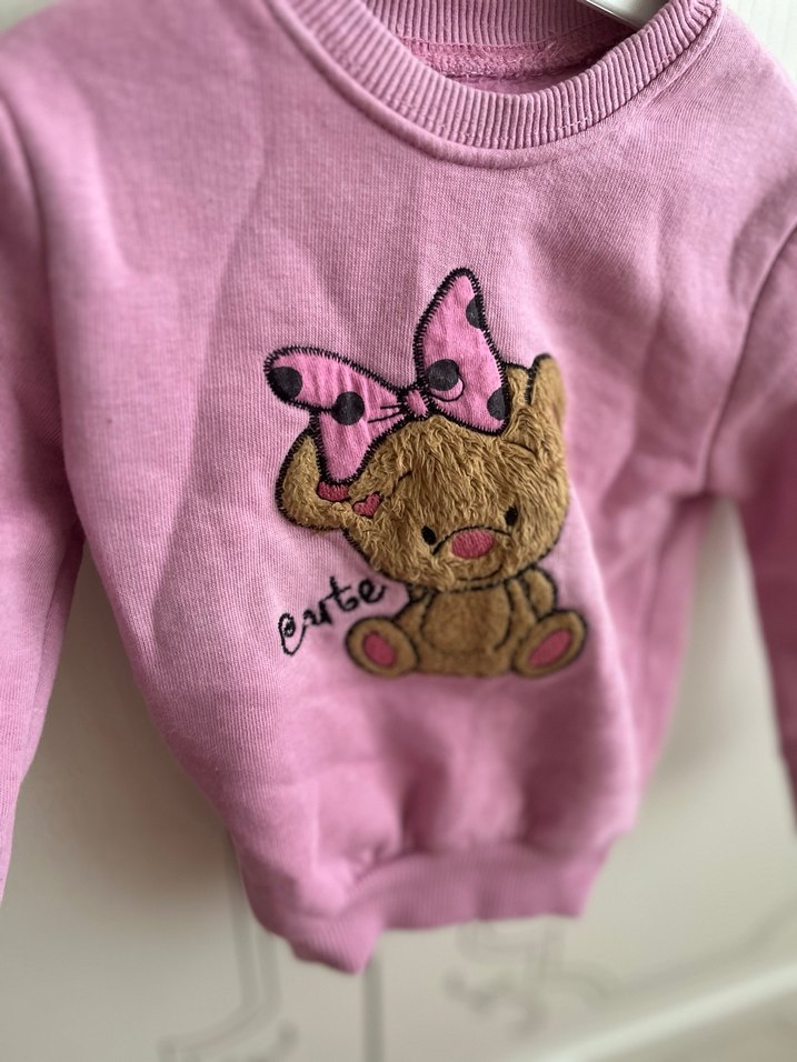 Kız Çocuk Pembe  şardonlu  kazak
 Uzun Kollu Sweatshirt - Görsel 2