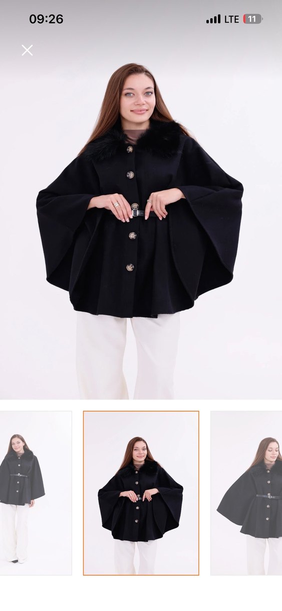 Düğmeli Siyah Mini Kadın Panço - Görsel 2