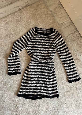 Zebra Desenli Triko Kadın Kazak