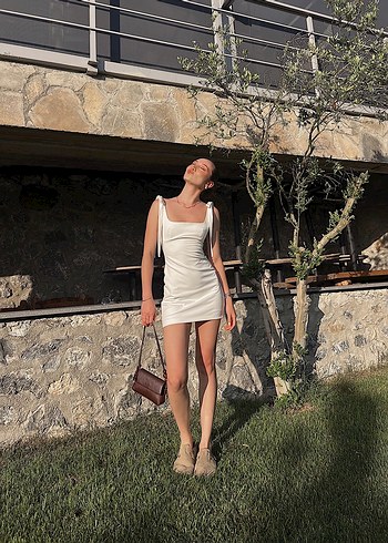 xs Beden Beyaz Mini Elbise
