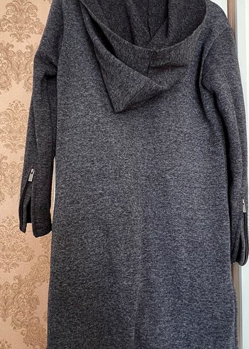 Gri Midi Yün Kadın Kaban - Görsel 3