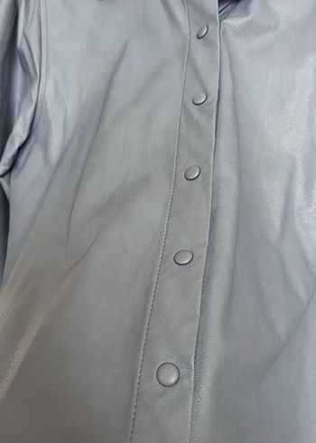 Düğmeli Mavi Kadın Midi Ceket - Görsel 5