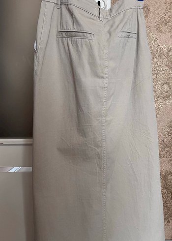 Bej Uzun Keten Kadın Etek - Görsel 2