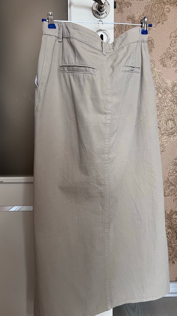 Bej Uzun Keten Kadın Etek - Görsel 2