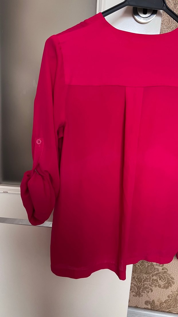 Pembe V Yaka Kadın Gömlek - Görsel 5