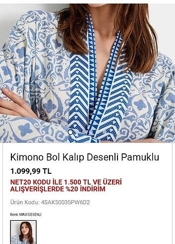 s Beden mavi Renk Koton kimono