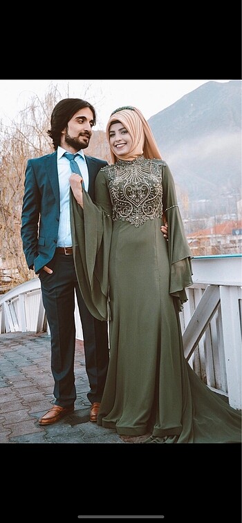 m Beden haki Renk Nişan abiyesi