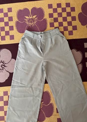 Mavi uzun Kadın Kumaş Pantolon - Görsel 2