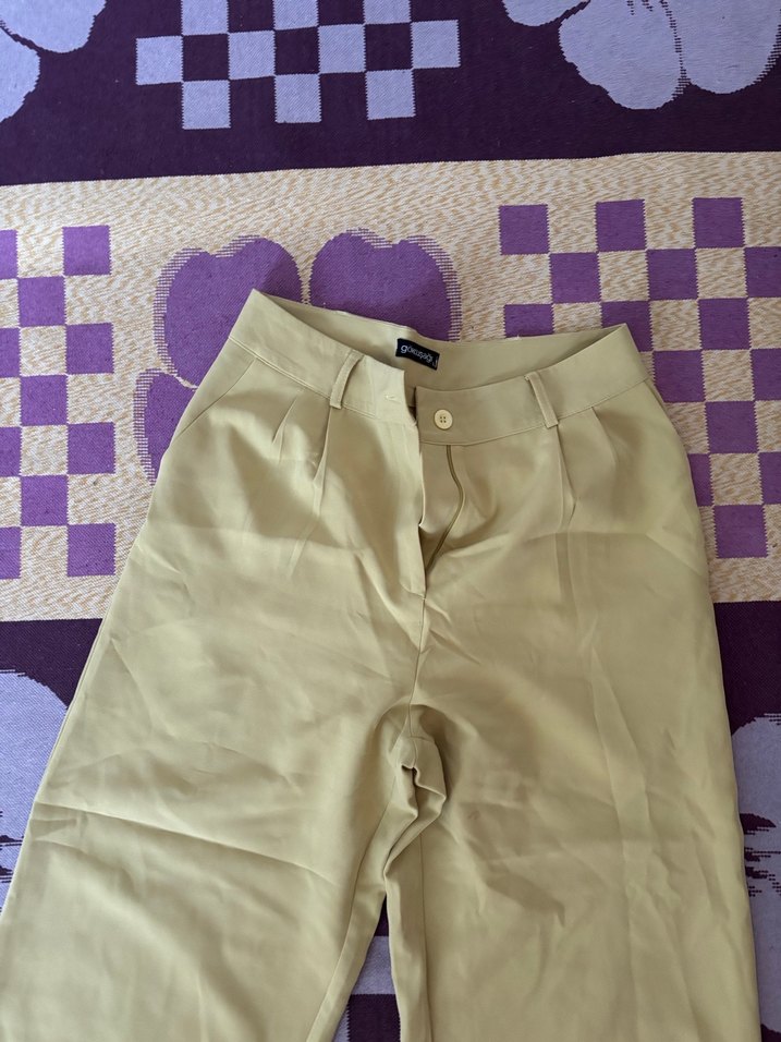 Yağ yeşili Rahat Kesim Kadın Kumaş Pantolon - Görsel 2