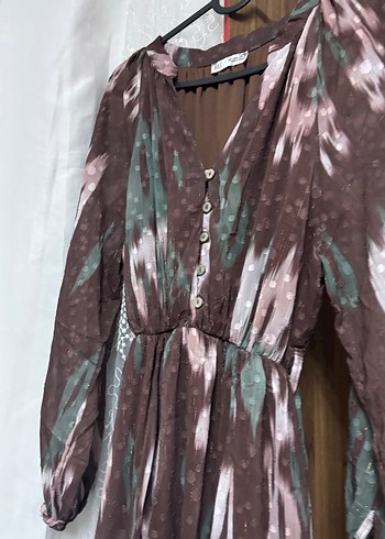 Bohem V Yaka Uzun Batik Elbise - Görsel 2